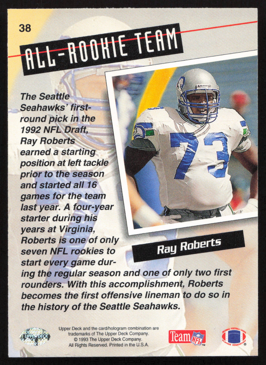 Ray Roberts Autographed 1993 Upper Deck Card #38 Seattle Seahawks SKU #259516