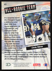 Chris Mims Autographed 1993 Upper Deck Card #41 San Diego Chargers SKU #259517