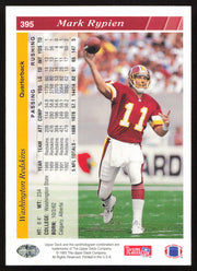 Mark Rypien Autographed 1993 Upper Deck Card #395 Washington Redskins SKU #259523