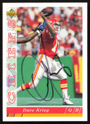 Dave Krieg Autographed 1993 Upper Deck Card #166 Kansas City Chiefs SKU #259527