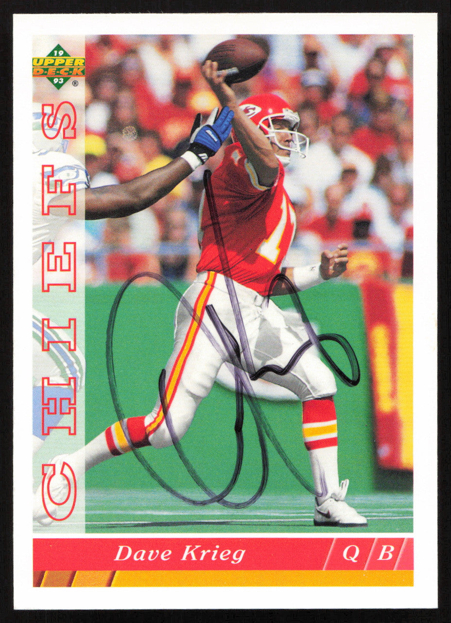 Dave Krieg Autographed 1993 Upper Deck Card #166 Kansas City Chiefs SKU #259527