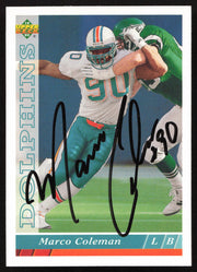 Marco Coleman Autographed 1993 Upper Deck Card #234 Miami Dolphins SKU #259533