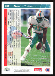 Marco Coleman Autographed 1993 Upper Deck Card #234 Miami Dolphins SKU #259533