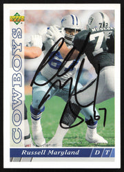 Russell Maryland Autographed 1993 Upper Deck Card #452 Dallas Cowboys SKU #259541
