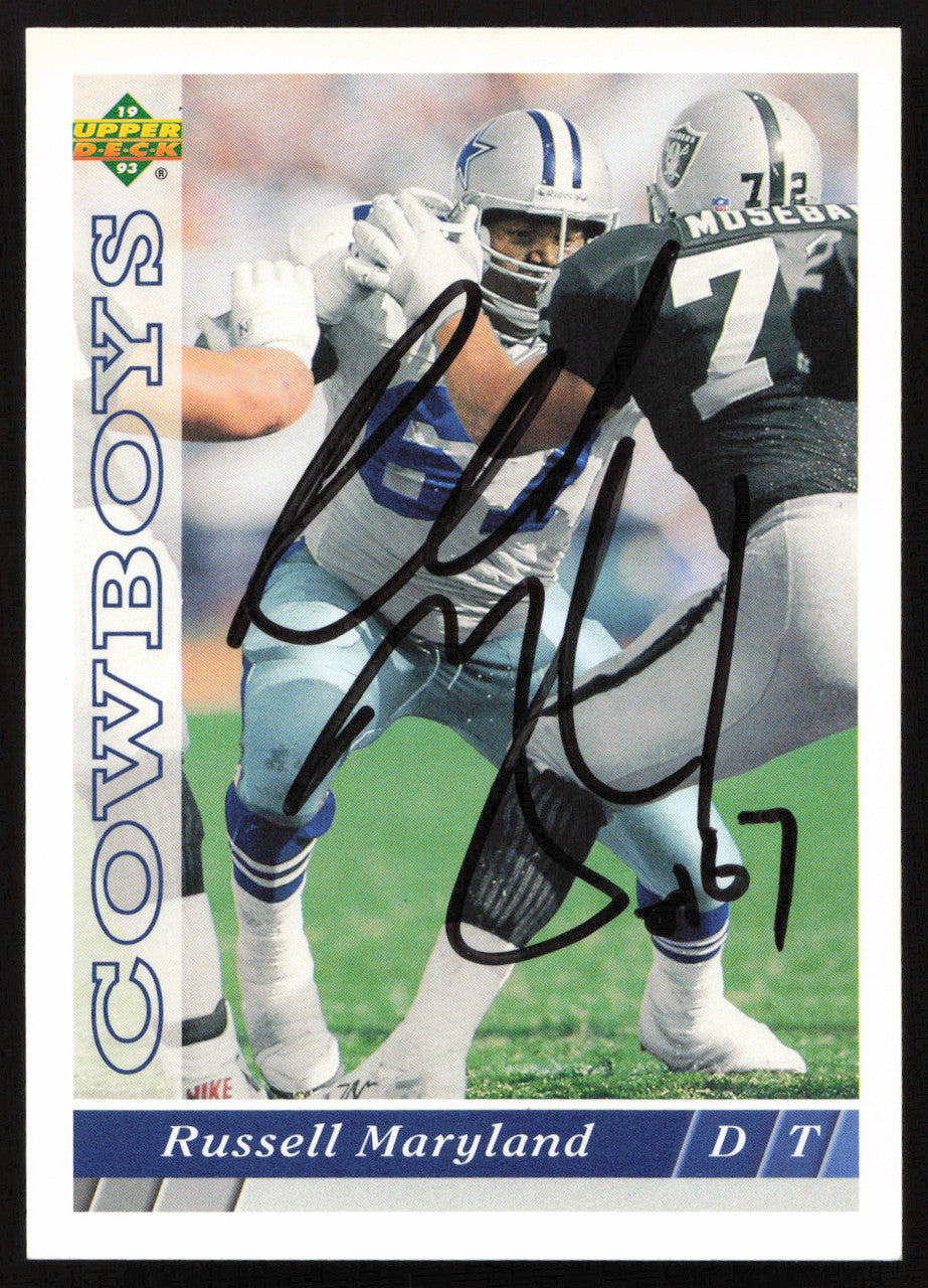 Russell Maryland Autographed 1993 Upper Deck Card #452 Dallas Cowboys SKU #259541