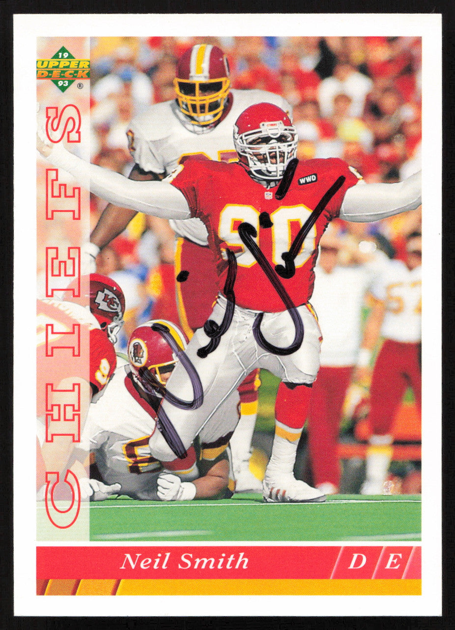 Neil Smith Autographed 1993 Upper Deck Card #450 Kansas City Chiefs SKU #259546