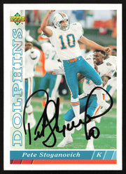 Pete Stoyanovich Autographed 1993 Upper Deck Card #474 Miami Dolphins SKU #259550