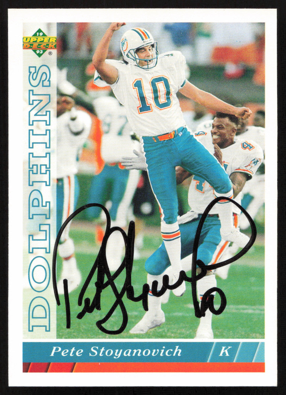 Pete Stoyanovich Autographed 1993 Upper Deck Card #474 Miami Dolphins SKU #259550