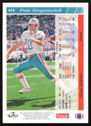 Pete Stoyanovich Autographed 1993 Upper Deck Card #474 Miami Dolphins SKU #259550