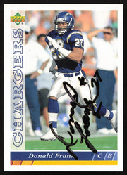 Donald Frank Autographed 1993 Upper Deck Card #522 San Diego Chargers SKU #259551