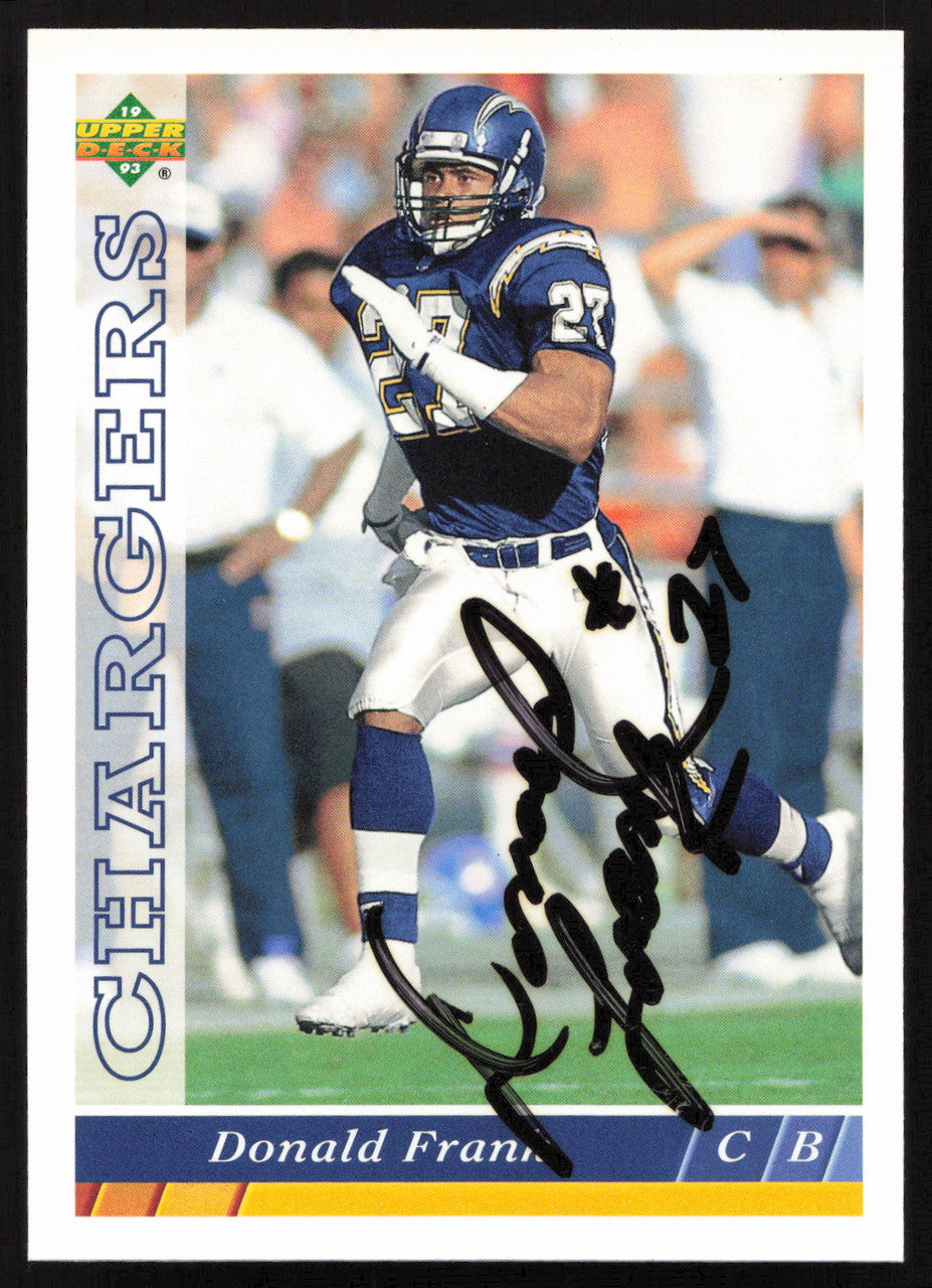 Donald Frank Autographed 1993 Upper Deck Card #522 San Diego Chargers SKU #259551