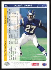 Donald Frank Autographed 1993 Upper Deck Card #522 San Diego Chargers SKU #259551