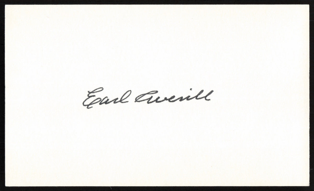 Earl Averill Autographed 3x5 Index Card Cleveland Indians SKU #259554