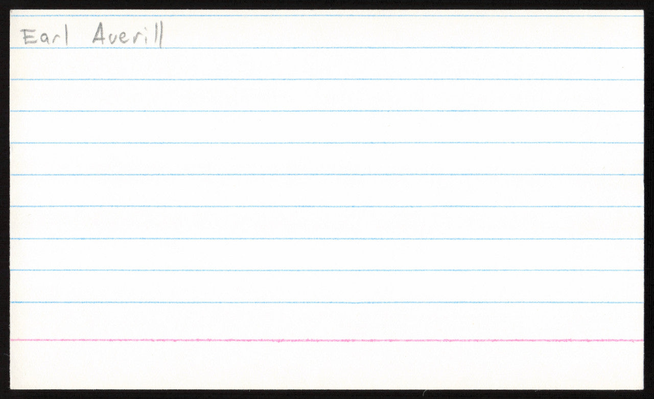 Earl Averill Autographed 3x5 Index Card Cleveland Indians SKU #259554