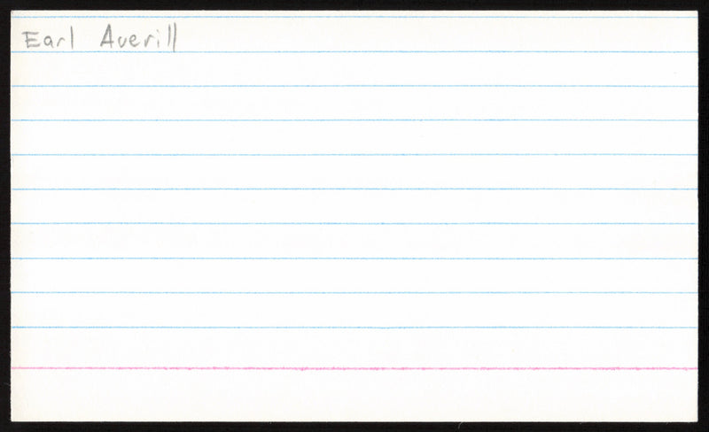 Earl Averill Autographed 3x5 Index Card Cleveland Indians SKU #259554