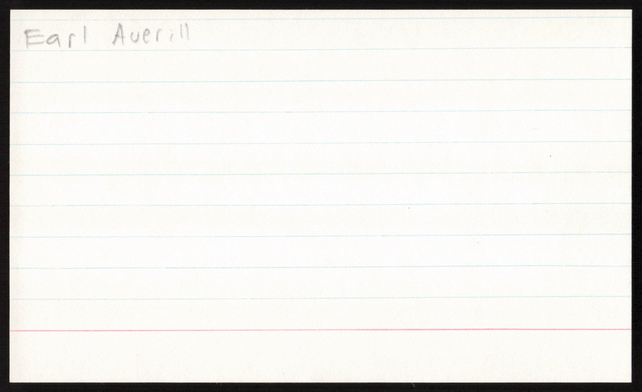 Earl Averill Autographed 3x5 Index Card Cleveland Indians SKU #259555