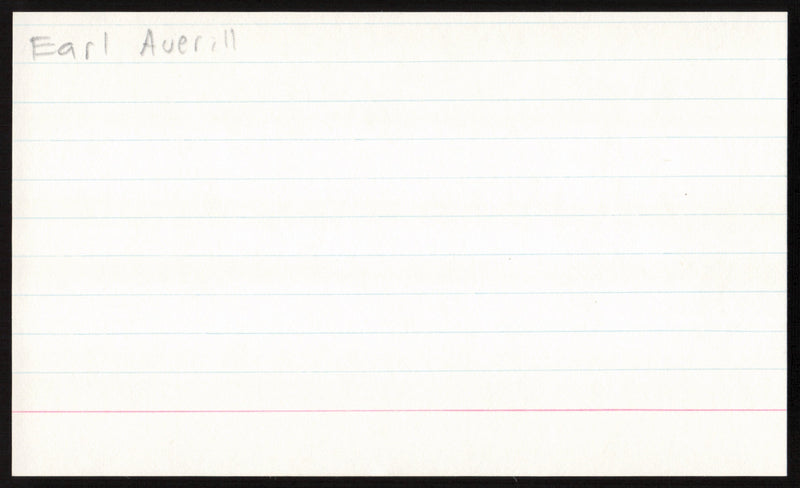 Earl Averill Autographed 3x5 Index Card Cleveland Indians SKU #259555