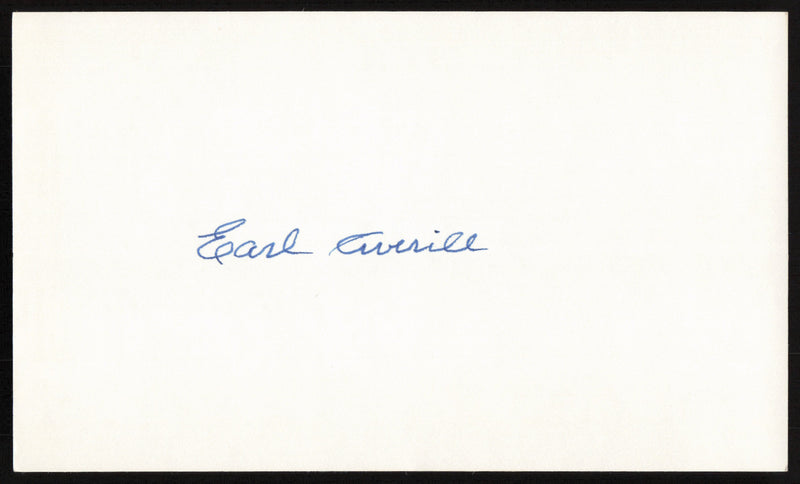 Earl Averill Autographed 3x5 Index Card Cleveland Indians SKU #259556
