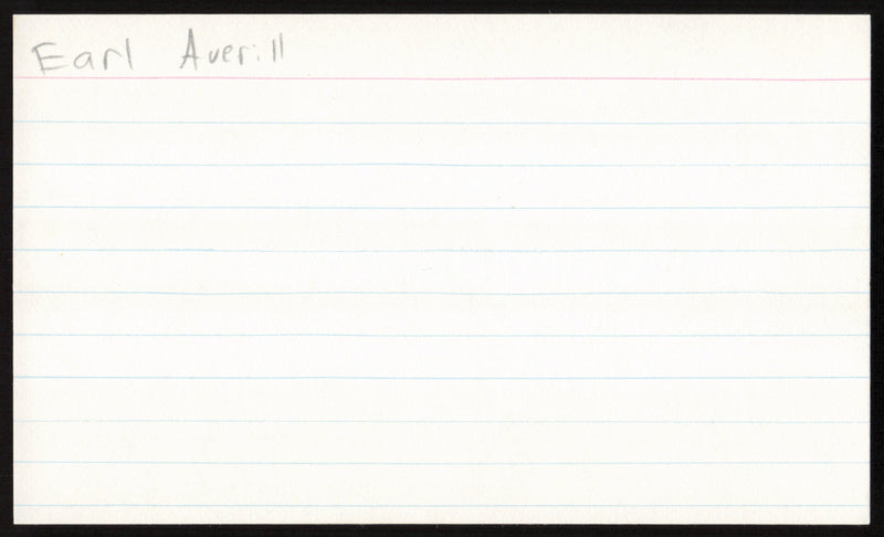 Earl Averill Autographed 3x5 Index Card Cleveland Indians SKU #259556