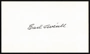 Earl Averill Autographed 3x5 Index Card Cleveland Indians SKU #259557