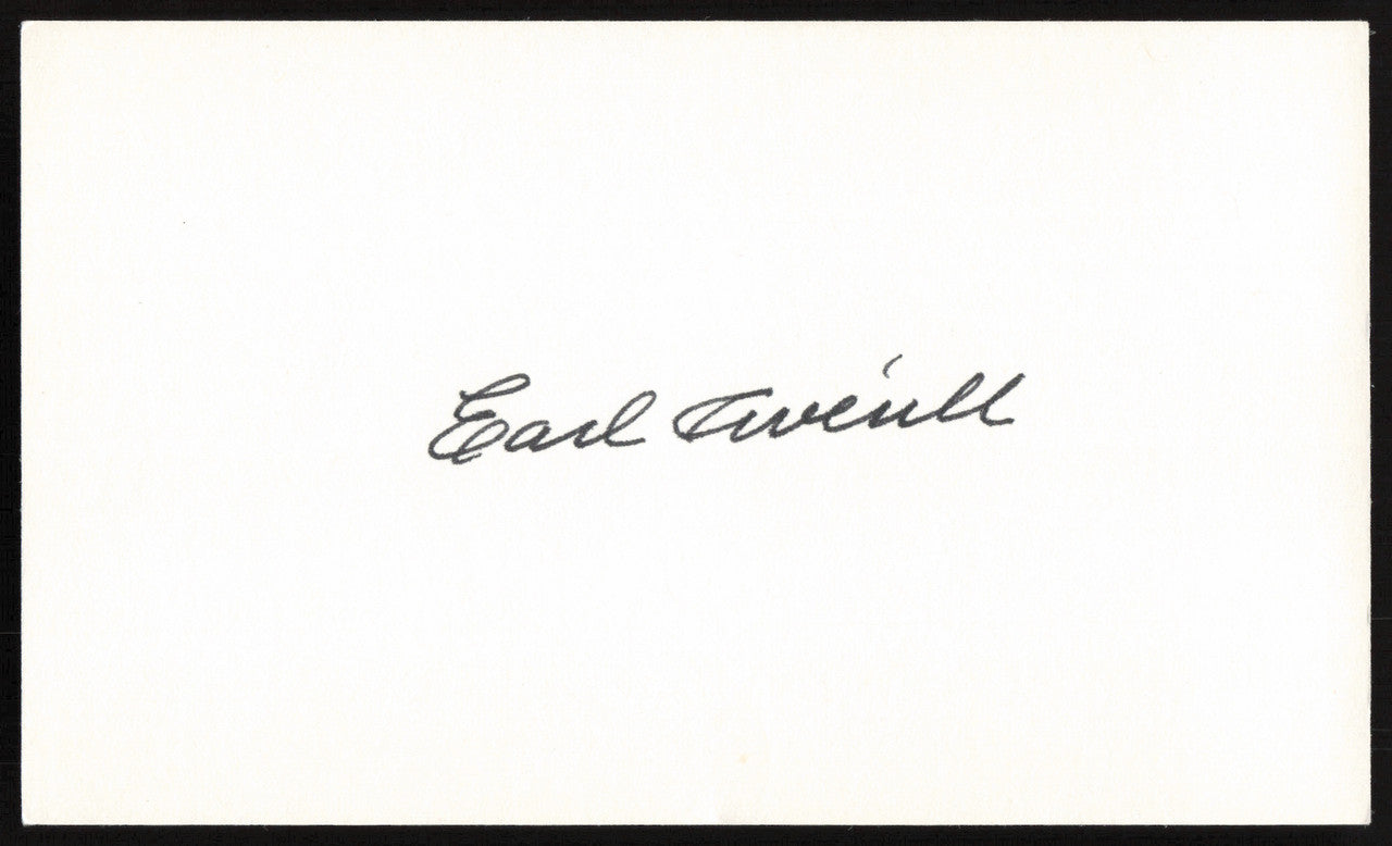 Earl Averill Autographed 3x5 Index Card Cleveland Indians SKU #259557