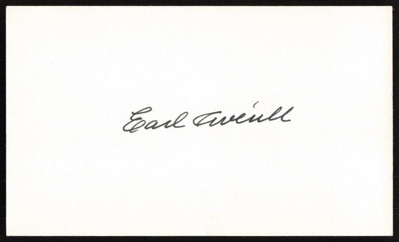 Earl Averill Autographed 3x5 Index Card Cleveland Indians SKU #259557