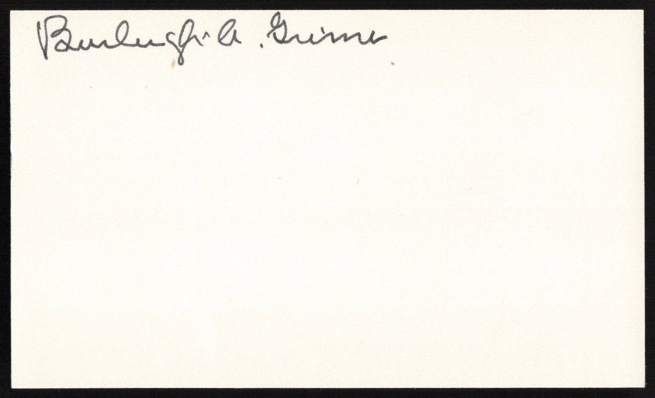 Burleigh Grimes Autographed 3x5 Index Card Los Angeles Dodgers, Pittsburgh Pirates SKU #259579
