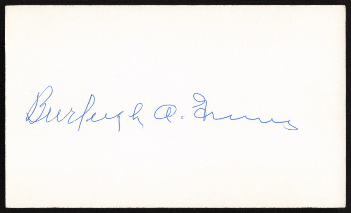 Burleigh Grimes Autographed 3x5 Index Card Los Angeles Dodgers, Pittsburgh Pirates SKU #259580