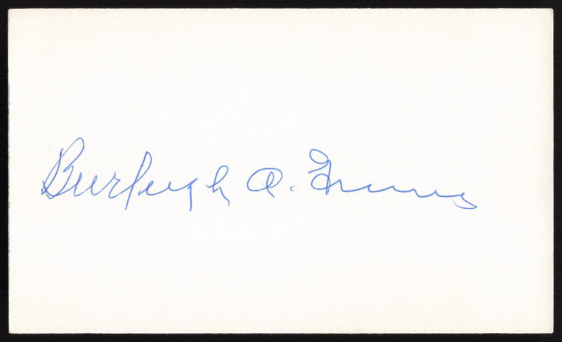 Burleigh Grimes Autographed 3x5 Index Card Los Angeles Dodgers, Pittsburgh Pirates SKU #259580