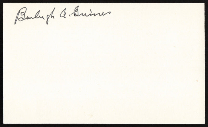 Burleigh Grimes Autographed 3x5 Index Card Los Angeles Dodgers, Pittsburgh Pirates SKU #259581