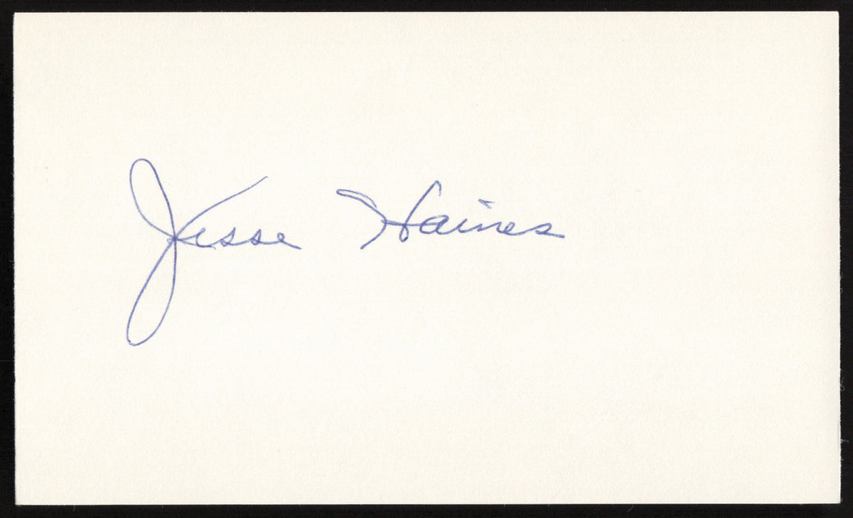 Jesse Haines Autographed 3x5 Index Card St. Louis Cardinals SKU #259592