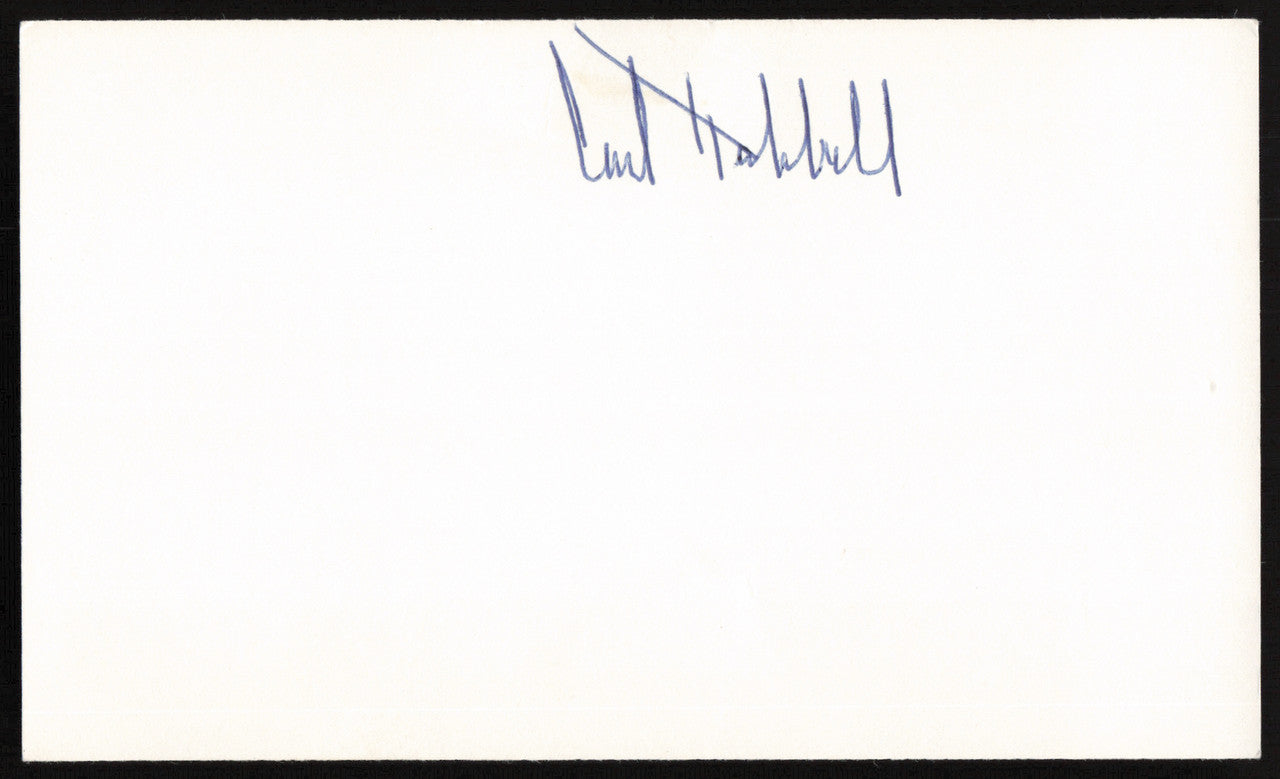 Carl Hubbell Autographed 3x5 Index Card New York Giants SKU #259594