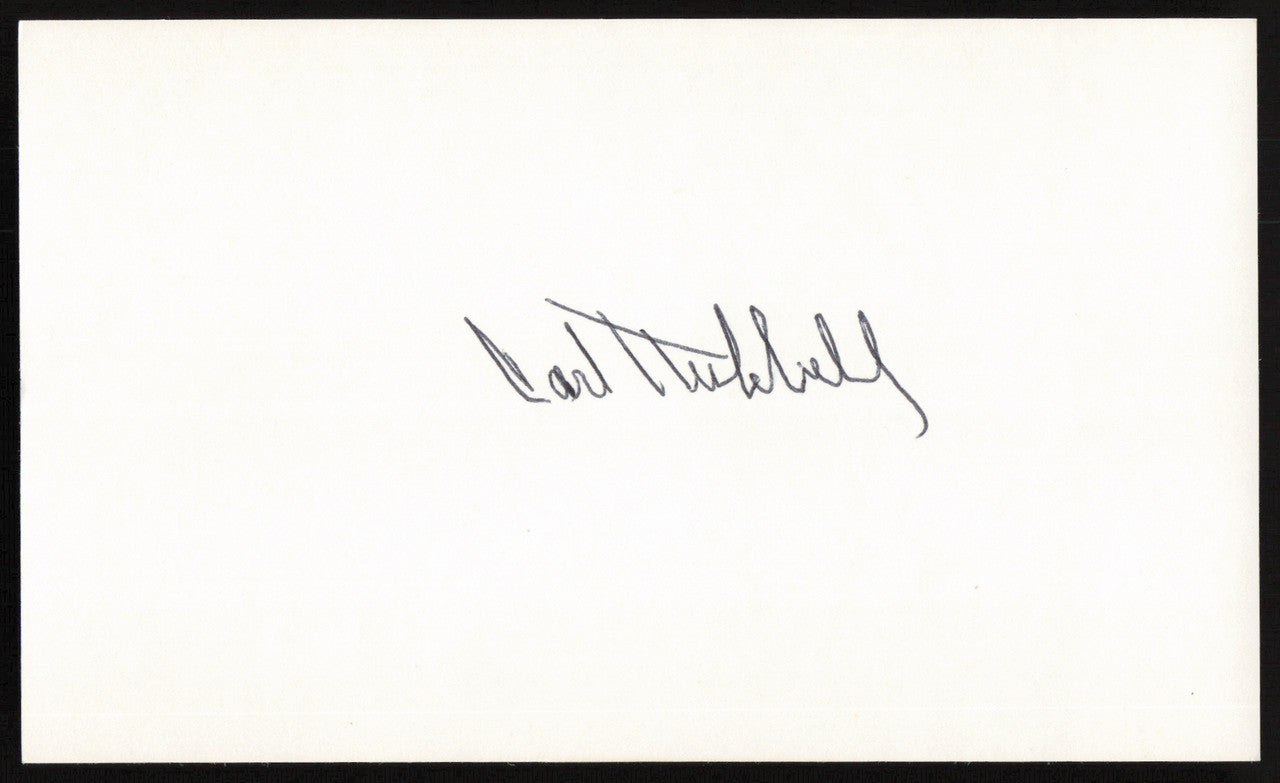 Carl Hubbell Autographed 3x5 Index Card New York Giants SKU #259595