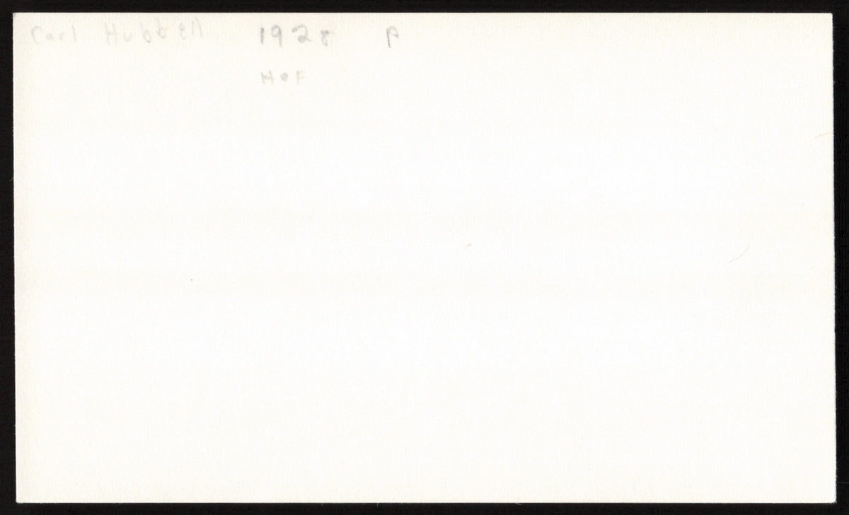 Carl Hubbell Autographed 3x5 Index Card New York Giants SKU #259596