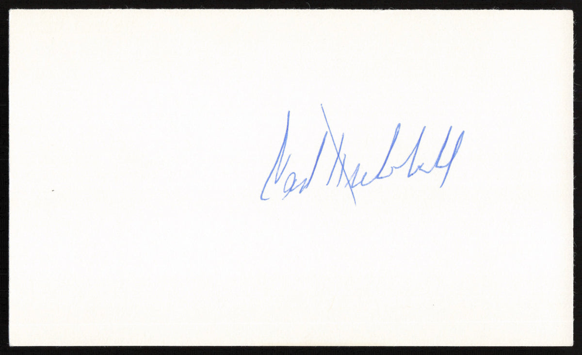Carl Hubbell Autographed 3x5 Index Card New York Giants SKU #259597