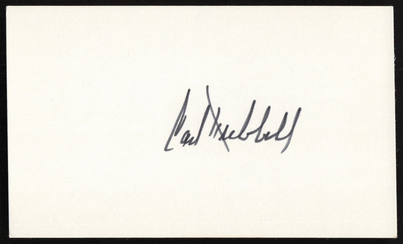 Carl Hubbell Autographed 3x5 Index Card New York Giants SKU #259600