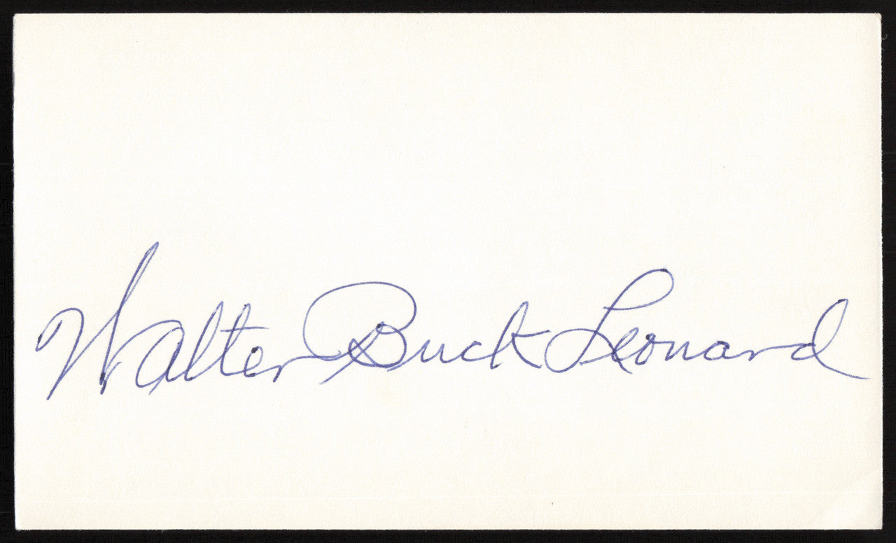 Walter Buck Leonard Autographed 3x5 Index Card Negro Leagues SKU #259605