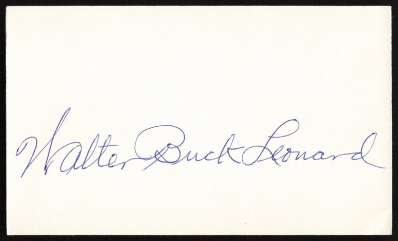 Walter Buck Leonard Autographed 3x5 Index Card Negro Leagues SKU #259605