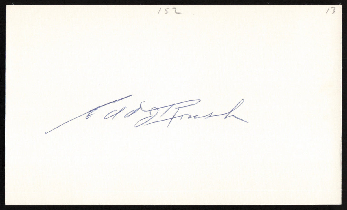 Edd Roush Autographed 3x5 Index Card Cincinnati Reds SKU #259614