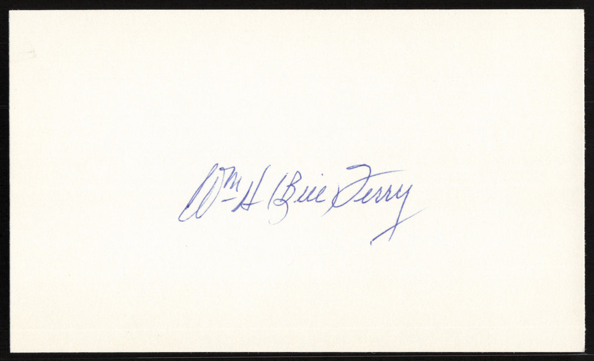 Bill Terry Autographed 3x5 Index Card New York Giants SKU #259628