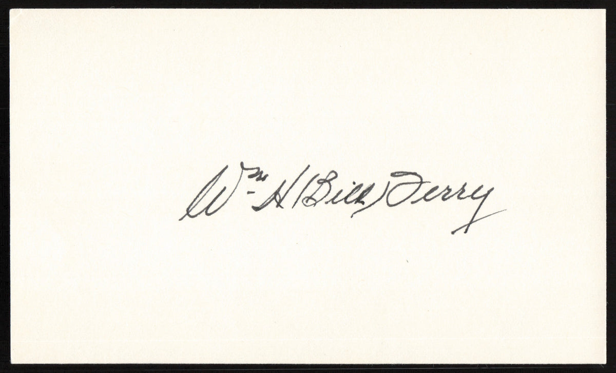 Bill Terry Autographed 3x5 Index Card New York Giants SKU #259630