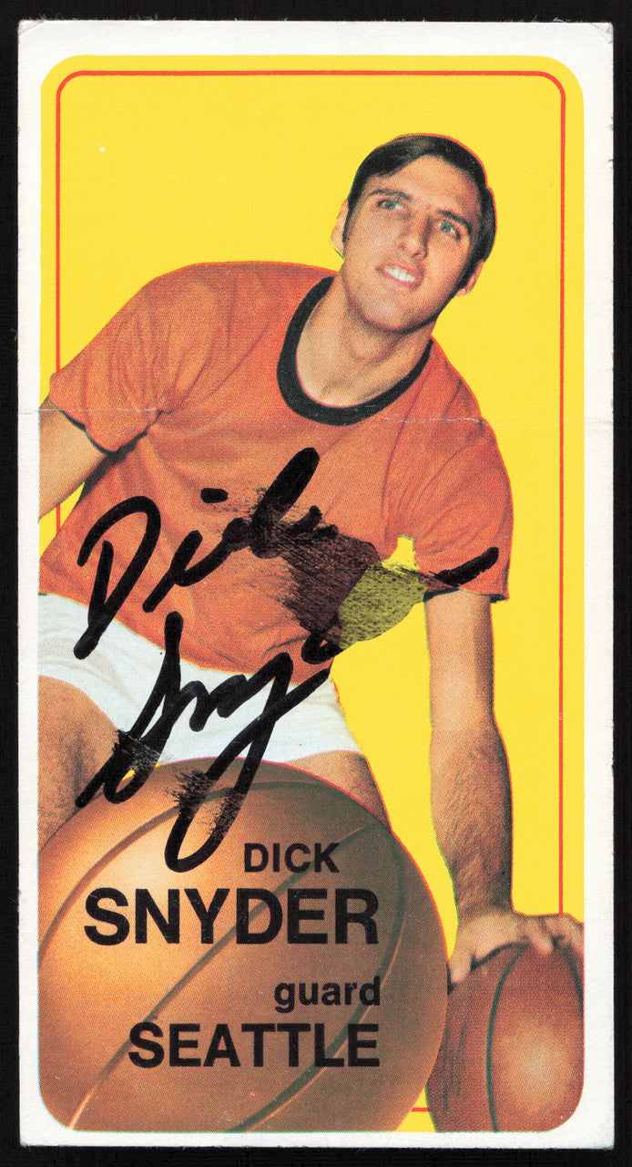 Dick Snyder Autographed 1970-71 Topps Card #64 Seattle Supersonics (Smudged) SKU #259657