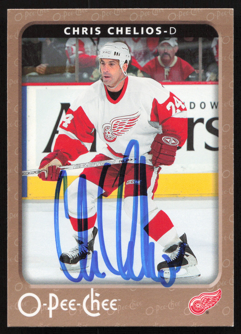 Chris Chelios Autographed 2006-07 O-Pee-Chee Card #182 Detroit Red Wings SKU #259674