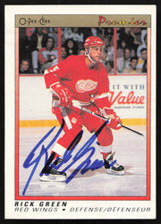 Rick Green Autographed 1990-91 O-Pee-Chee Premier Card #37 Detroit Red Wings SKU #259682