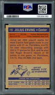 Julius "Dr. J" Erving Autographed 1972 Topps Rookie Card #195 Virginia Squires PSA 7 Auto Grade Gem Mint 10 PSA/DNA #135356160