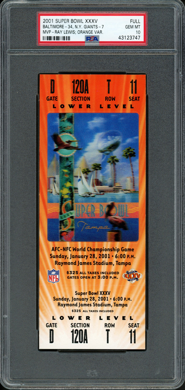 Super Bowl XXXV Unsigned Ticket Baltimore Ravens vs. New York Giants PSA 10 #43123747