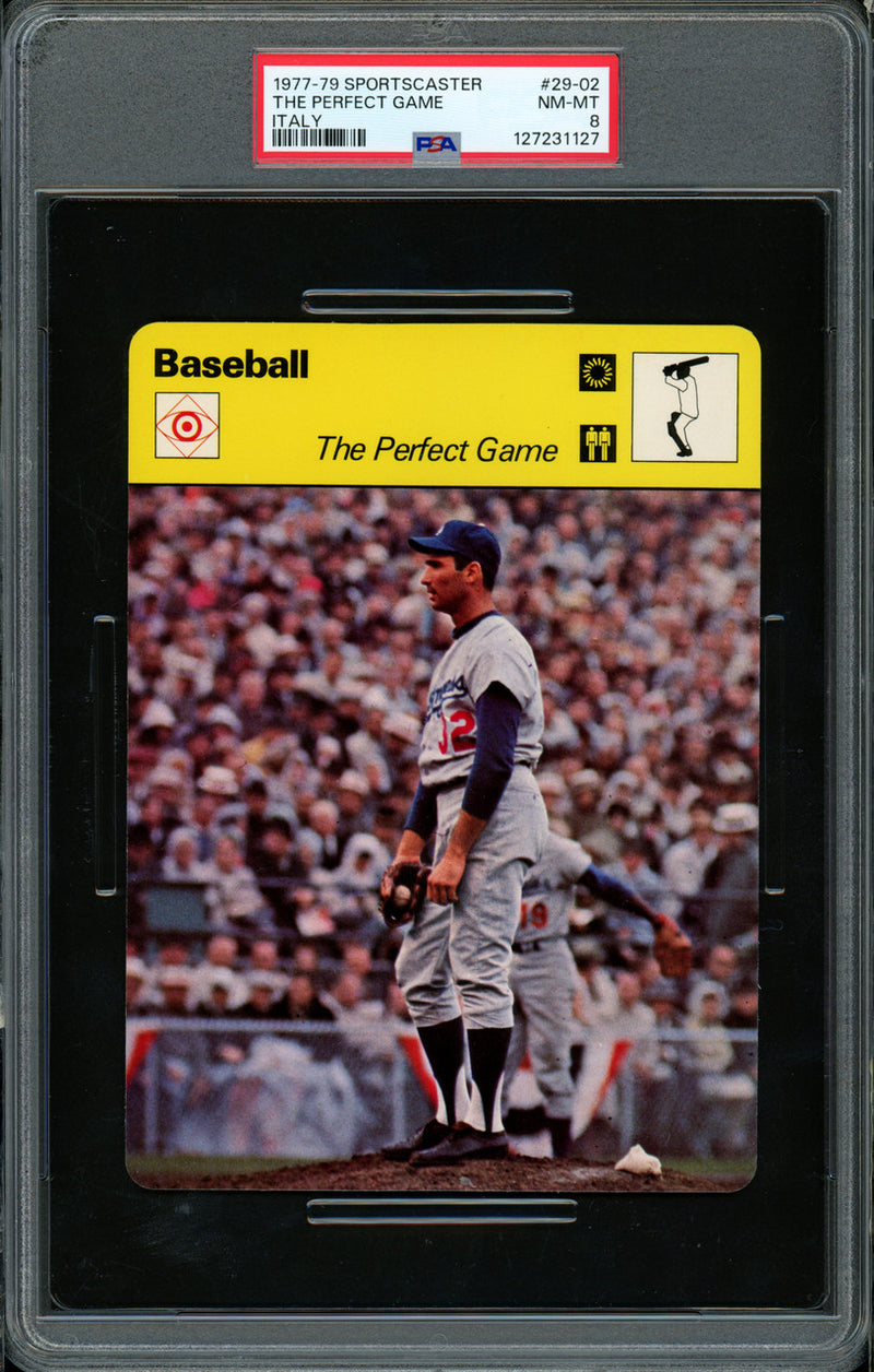 Sandy Koufax 1977-79 Sportscaster Card #29-02 Los Angeles Dodgers PSA 8 The Perfect Game #127231127