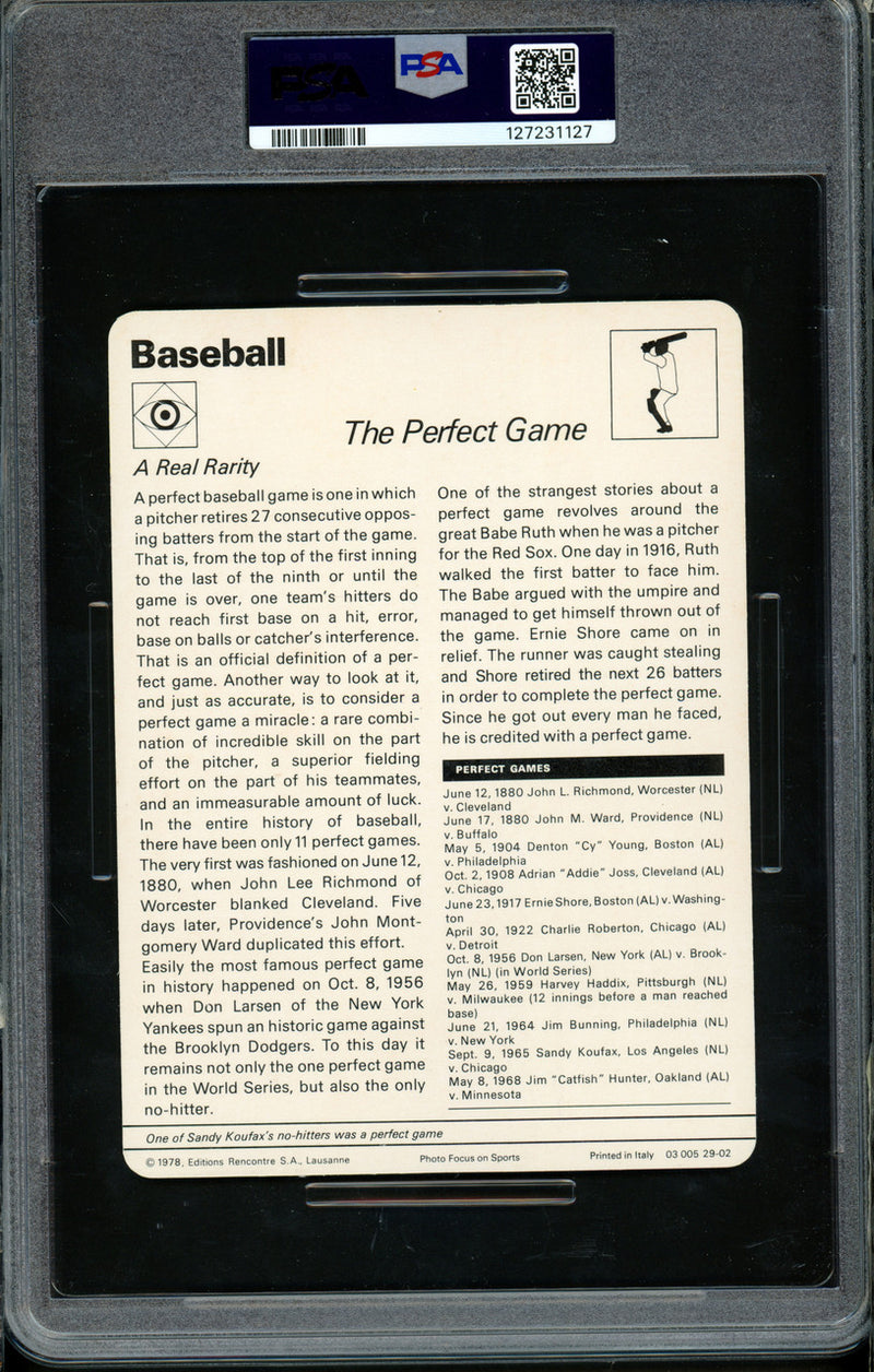 Sandy Koufax 1977-79 Sportscaster Card #29-02 Los Angeles Dodgers PSA 8 The Perfect Game #127231127
