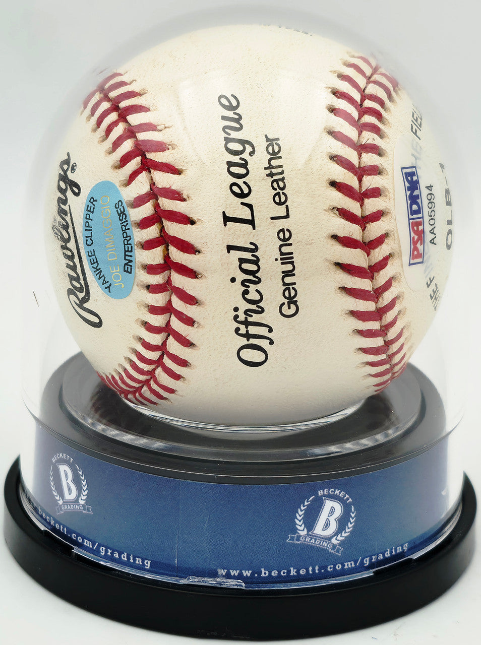 Joe DiMaggio Autographed Official JD Logo League Baseball New York Yankees Auto Grade Gem Mint 10 Beckett BAS #19815348