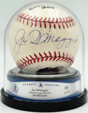 Joe DiMaggio Autographed Official JD Logo League Baseball New York Yankees Auto Grade Gem Mint 10 Beckett BAS #19815349